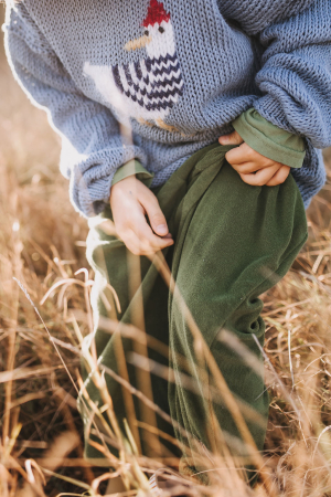 ALL - Pantaloni Morning verzi din bumbac terry pentru copii Nanou