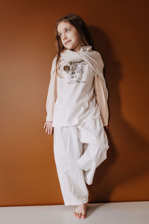 Pantaloni bumbac copii alb [3]