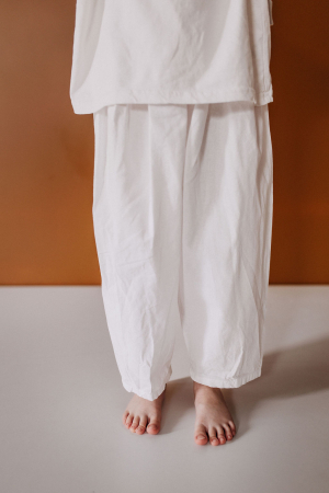 Pantaloni bumbac copii alb [2]