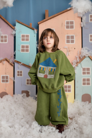 VIEW ALL - trening home bumbac verde cu imprimeu
