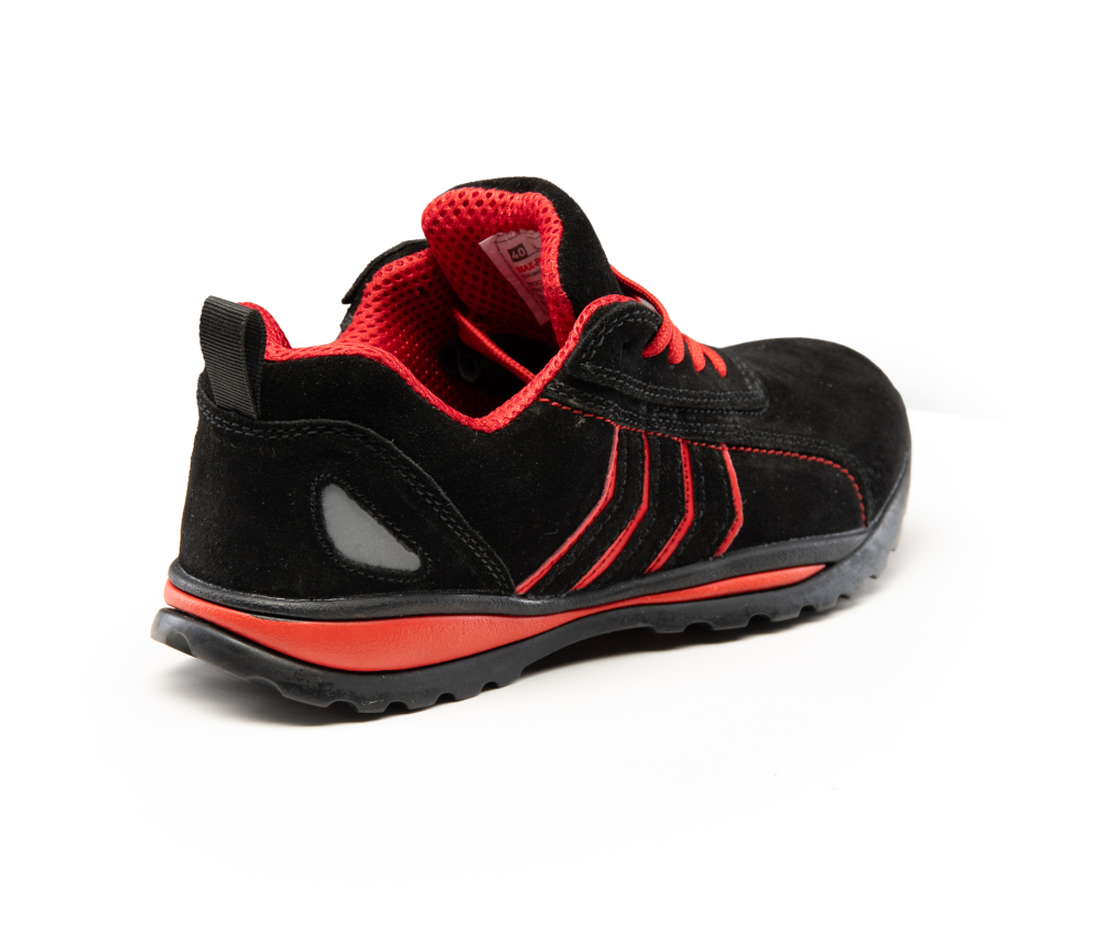 Adidasi de protectie Fusion cu bombeu metalic S1 negru/rosu [11]