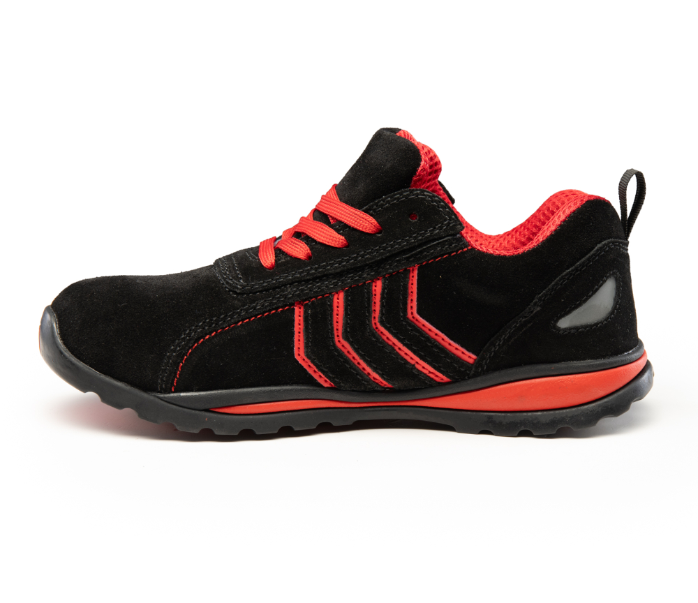 Adidasi de protectie Fusion cu bombeu metalic S1 negru/rosu [7]