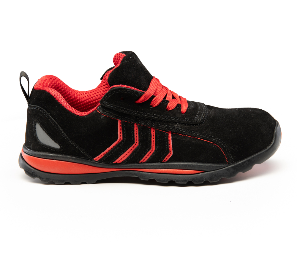Adidasi de protectie Fusion cu bombeu metalic S1 negru/rosu [10]