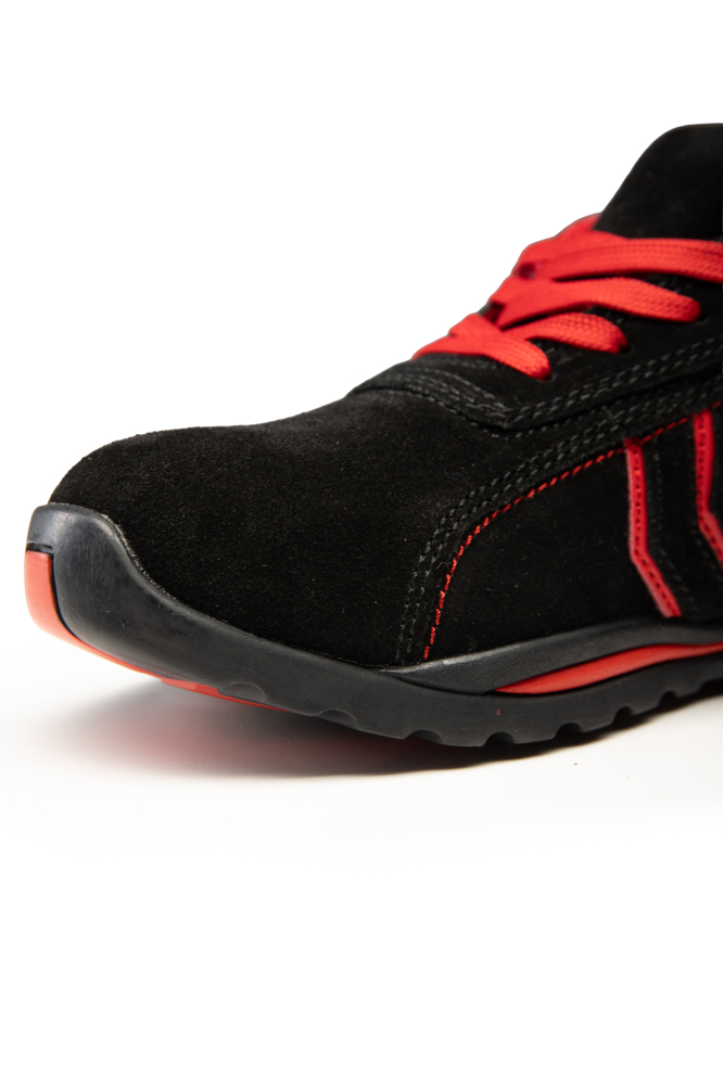 Adidasi de protectie Fusion cu bombeu metalic S1 negru/rosu [4]