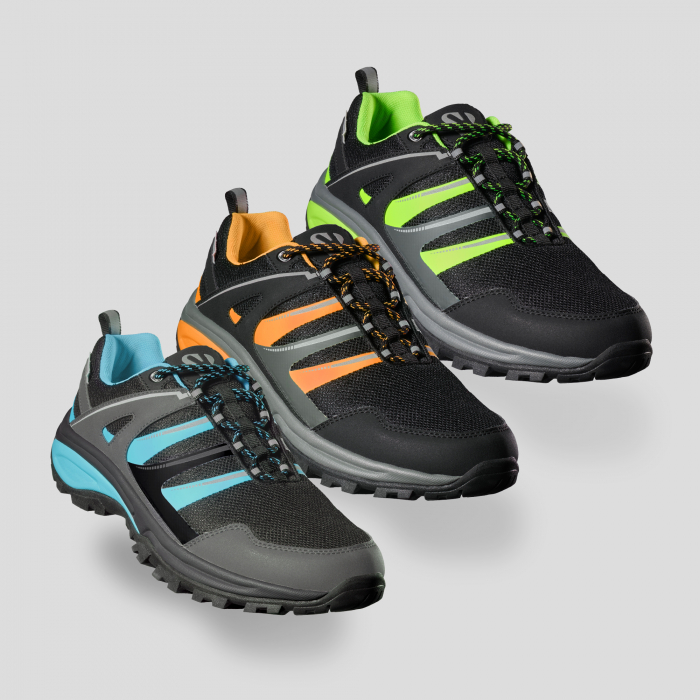 Adidasi sport pentru trekking cu detalii reflectorizante negru/verde [2]