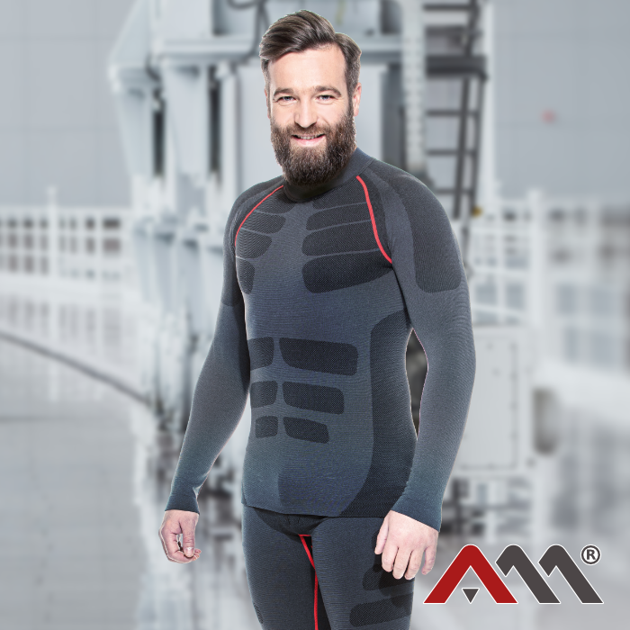 Bluza de corp termica Viken Extreme negru-grafit cu elemente rosii