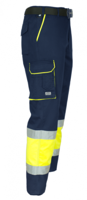 Pantaloni de lucru cu benzi reflectorizante VisTeam navy/galben [2]