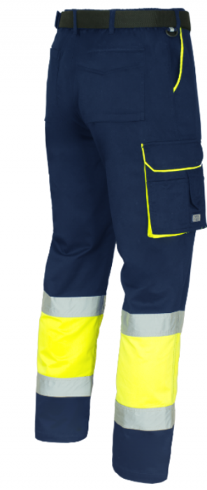 Pantaloni de lucru cu benzi reflectorizante VisTeam navy/galben [3]