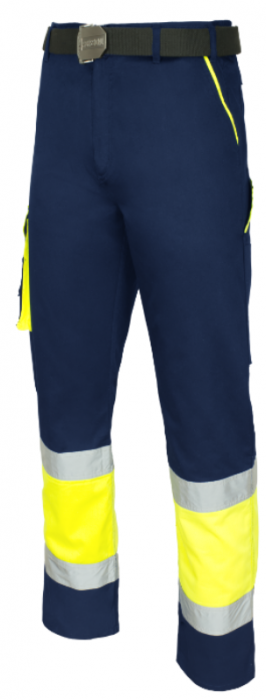 Pantaloni de lucru cu benzi reflectorizante VisTeam navy/galben [4]