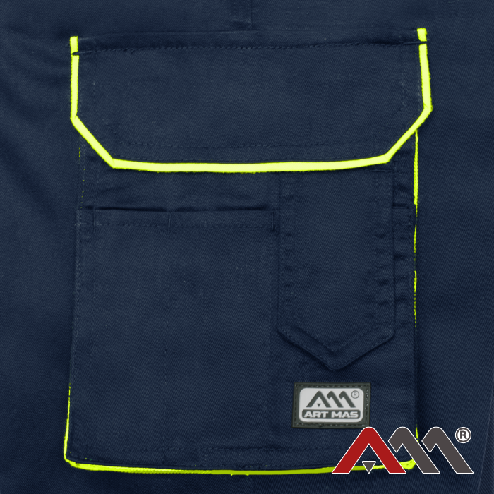 Pantaloni de lucru cu benzi reflectorizante VisTeam navy/galben [6]