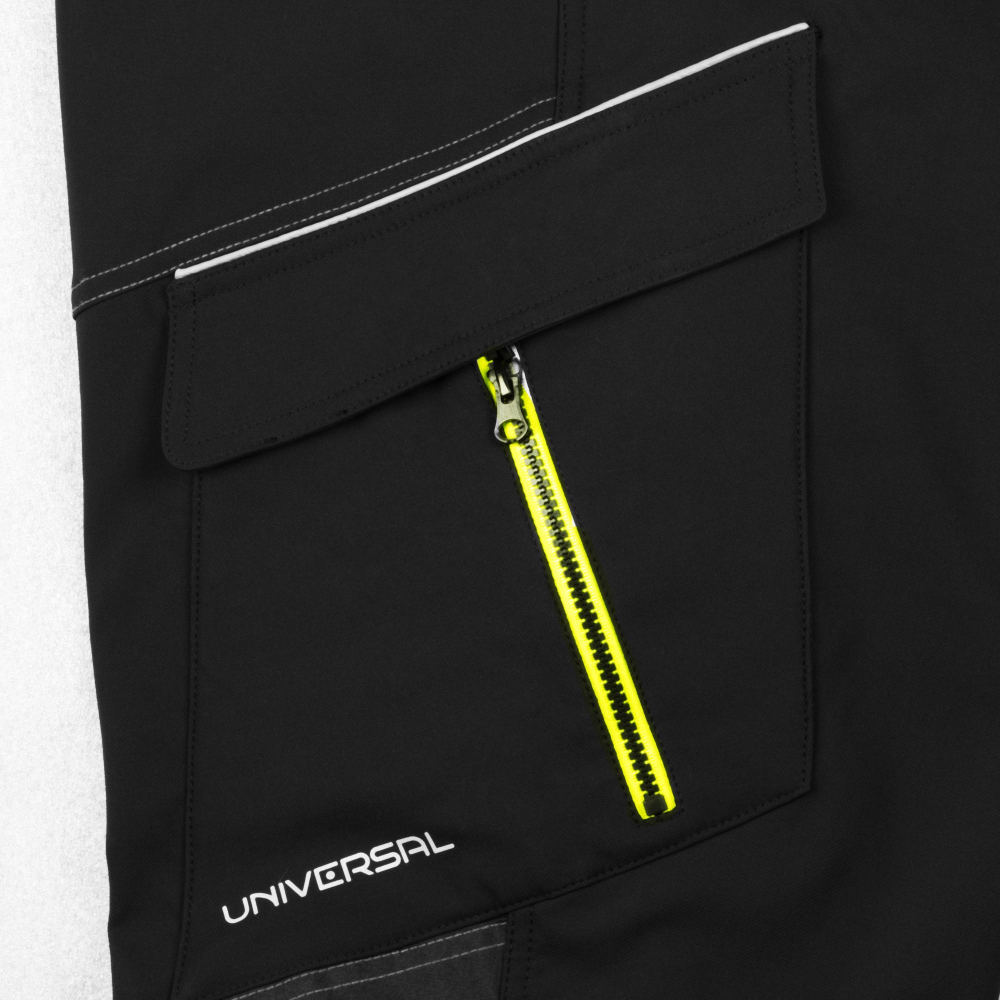 Pantaloni de lucru cu piept Universal din Softshel cu elemente reflectorizante [4]
