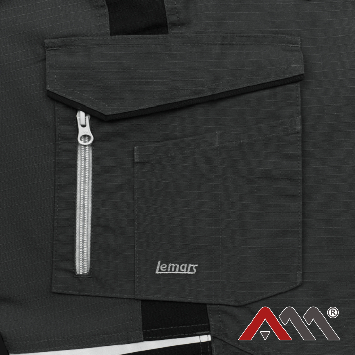 Pantaloni de lucru LEMARS din material Ripstop gri cu negru [11]