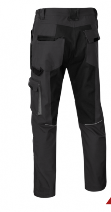 Pantaloni de protectie din Bumbac Classic 100 Stretch Slim gri cu negru [2]