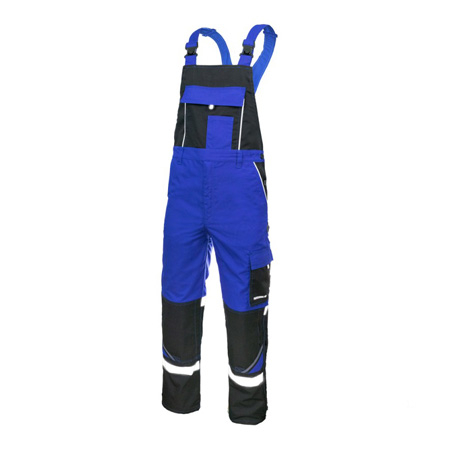 Pantaloni protectie cu pieptar, ProfRef blue, insertii reflectorizante [1]
