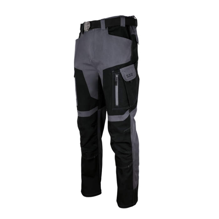 Pantaloni talie din material Ripstop gri cu negru [2]