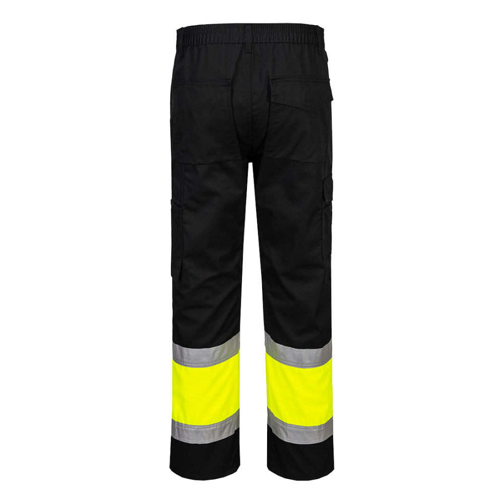 Pantaloni usori cu elemente reflectorizante E049 negru cu galben [2]