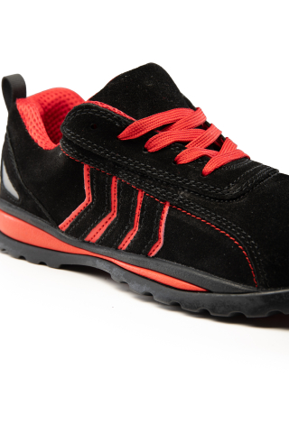 Adidasi de protectie Fusion cu bombeu metalic S1 negru/rosu [2]
