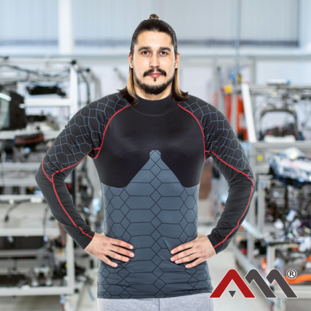Bluza de corp termoactiva Viken Thermal gri și negru cu elemente roșii [0]