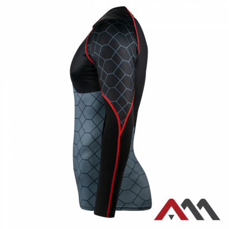Bluza de corp termoactiva Viken Thermal gri și negru cu elemente roșii [4]