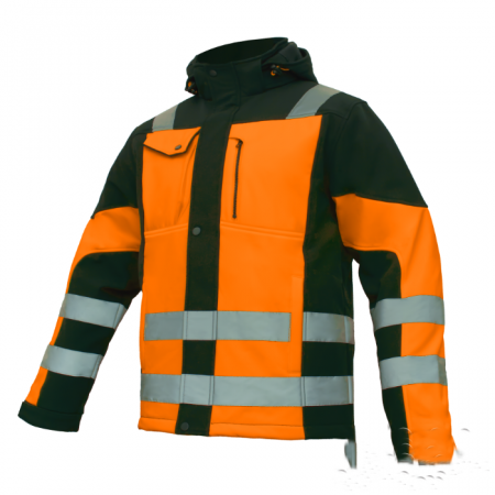 JACHETE PROTECTIE - Jacheta Softshel de iarna cu benzi reflectorizante portocalie