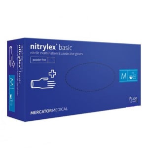 Manusi nitril Nitrylex Basic, marimea M, culoare albastru, cutie cu 100 bucati [0]