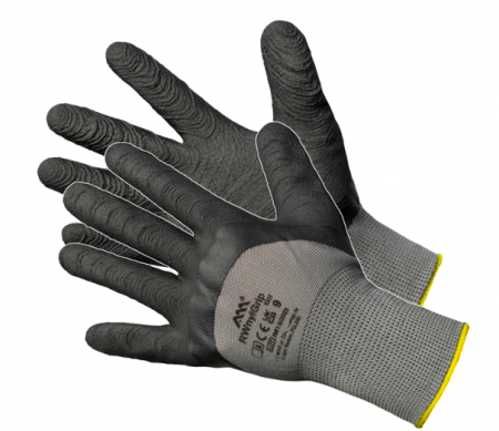 Manusi de Lucru Profesionale - Manusi de protectie Rwnyl Grip tricotat, acoperite cu latex negru grip