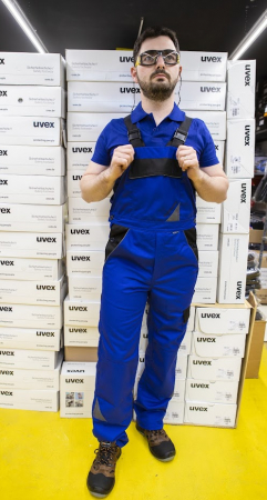 Pantaloni cu pieptar Professional Blue, tesatura rezistenta, 6 buzunare [1]