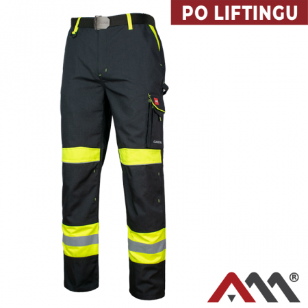 Pantaloni cu Pieptar - Pantaloni de lucru Classic-vis negru/galben cu elemente reflectorizante