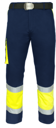 Pantaloni de Lucru Barbati - Pantaloni de lucru cu benzi reflectorizante VisTeam navy/galben