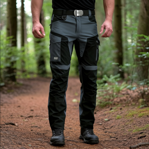 Pantaloni de Lucru Barbati - Pantaloni talie softshel de vara gri cu negru