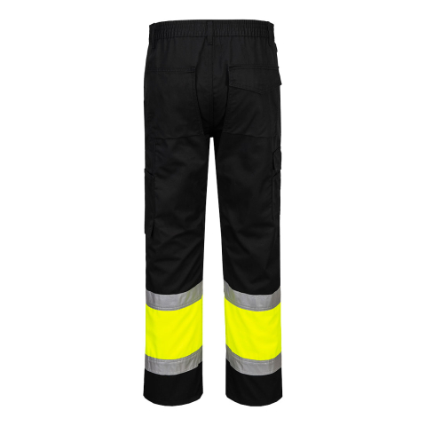 Pantaloni usori cu elemente reflectorizante E049 negru cu galben [1]