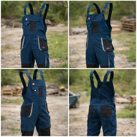 Salopeta de lucru cu pieptar Classic Stretch Slim blue [1]