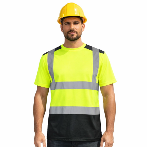 Tricou de lucru cu benzi reflectorizante T-REF galben și negru [1]