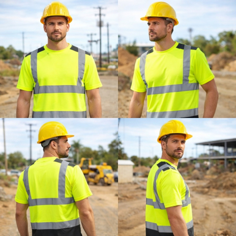 Tricou Reflectorizant - Tricou de lucru cu benzi reflectorizante T-REF galben și negru