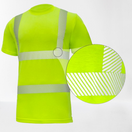 Tricou Reflectorizant - Tricou fluorescent, cu benzi reflectorizante segmentate galben