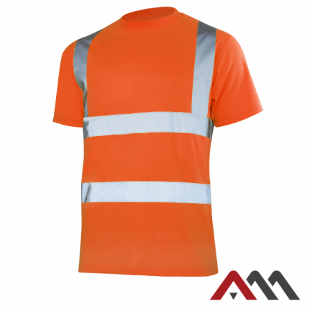 Tricou fluorescent, cu benzi reflectorizante segmentate orange [0]