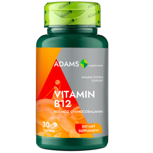 Vitamina B12 500mcg 30tab, Adams Supplements [1]