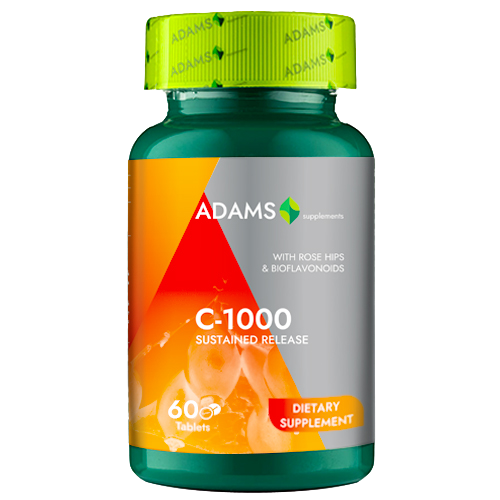 Vitamina C-1000 cu macese, 60tab, Adams Supplements [1]