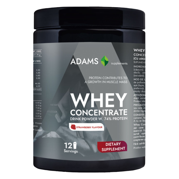 Whey Concentrate Protein (capsuni), 360g, Adams Supplements [1]