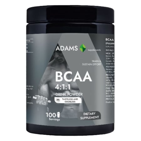 Aminoacizi și BCAA - BCAA 4:1:1 (fara aroma), 400g, Adams Supplements