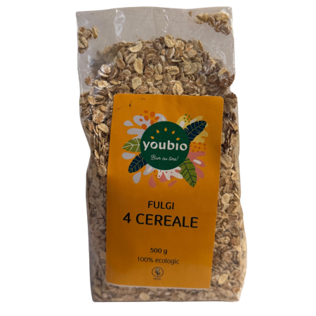 Alimente fara gluten - Fulgi 4 Cereale, organic, 500gr, youbio
