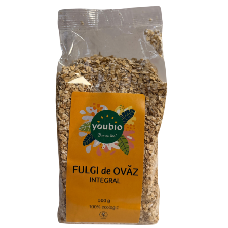Alimente fara gluten - Fulgi de ovaz integral, organic 500gr, youbio