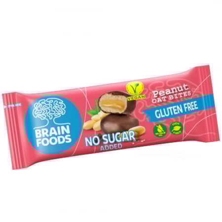 Fara Zahar - Gustări din Ovăz fără Gluten, în Ciocolată, cu Umplutură cu Arahide 44g
