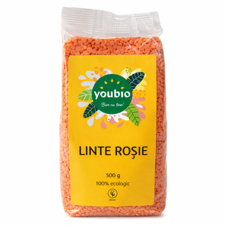 Leguminoase și pseudocereale - Linte rosie, organic, 500g, Youbio