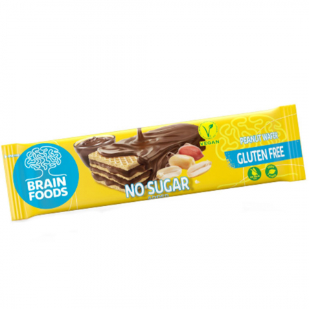 Fara Zahar - Napolitane fără Gluten Învelite în Ciocolată, cu Cremă Arahide 40g