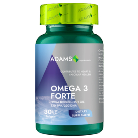 Suplimente - Omega 3 Forte (33%EPA/22%DHA), 30cps, Adams Supplements