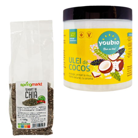 ALIMENTE F?R? GLUTEN - Pachet Ulei de Cocos organic 250ml, Youbio + Seminte chia