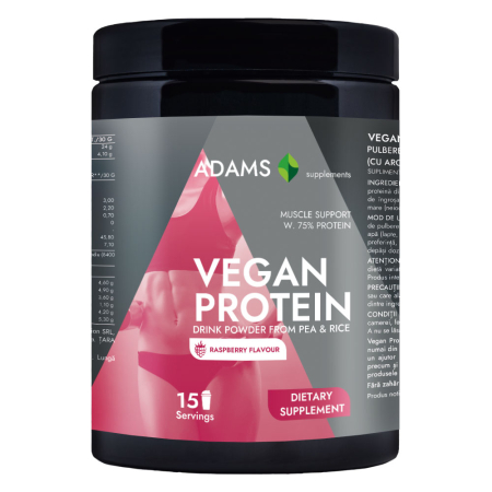 Alimente dietetice - Proteina vegana (zmeura), 454g, Adams Supplements