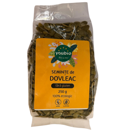 Alimente dietetice - Seminte de dovleac, fara gluten, organic, 250gr, youbio