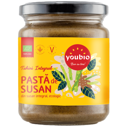 ALIMENTE F?R? GLUTEN - Tahini integral din susan alb, ecologic, 250gr, Youbio